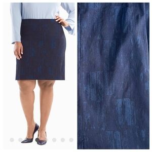 NWT M.M. LaFleur blue black Noho Skirt brush jacquard stretch pencil side zip 3x
